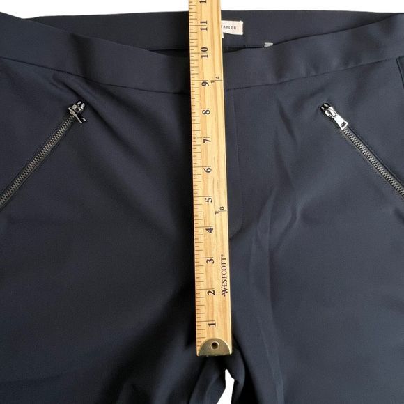 Rebecca Taylor Womens Black Mid Rise‎ Tuxedo Stripe Ava Slim Leg Techno Pants 12 - Picture 6 of 9